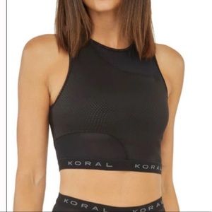 Koral Black Mars Etch Mesh High Neck Sports Bra S